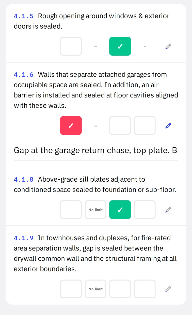 Must Correct note on a checklist item